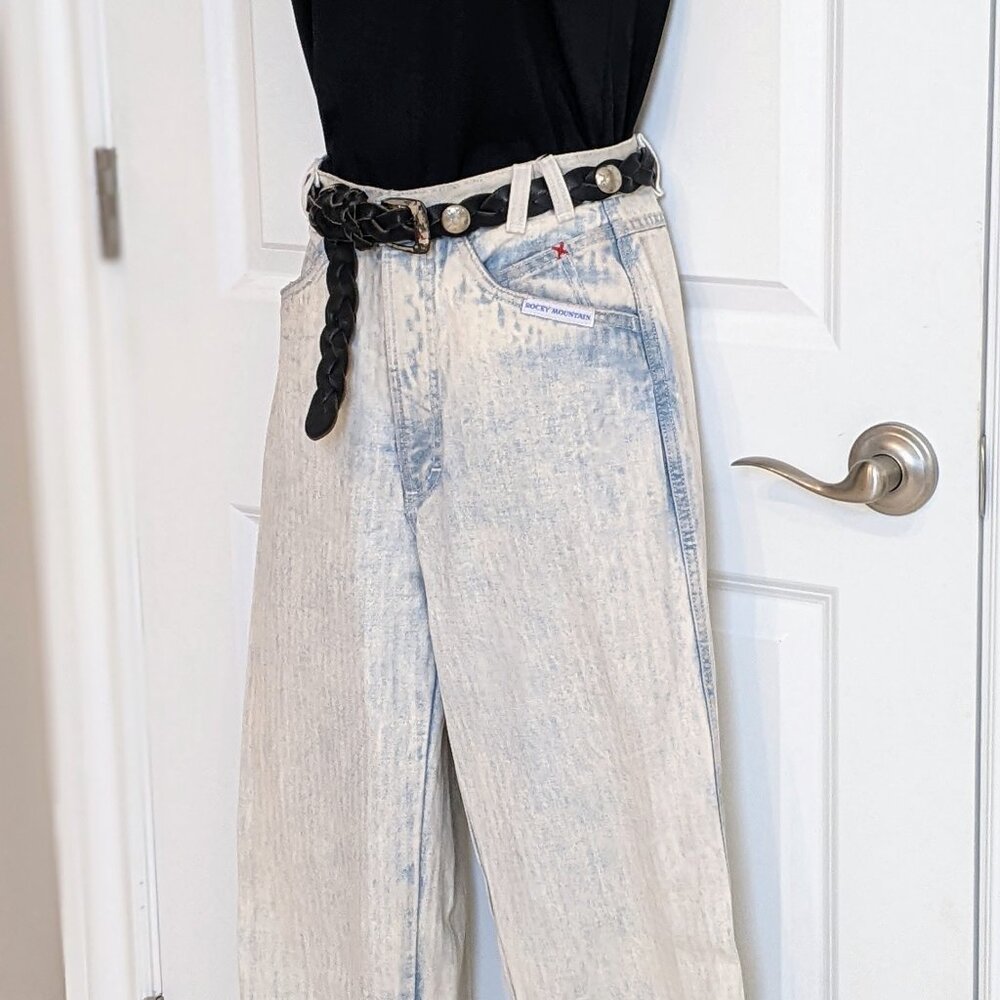 Vintage 90's Rocky Mountain Bareback Jeans white wash Pinstripe 27x34